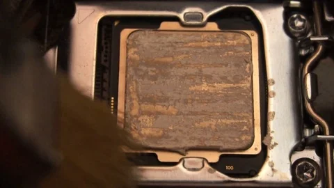 Process of cleaning cpu chip microchip by the brush macro 4K Видео 77171961