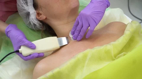 The process of cleaning the face with ultrasonic cleaning. Stock Footage 103936205