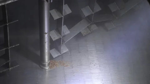 The process of cleaning the malt brew machine with water in a beer production. Video stock 149666382