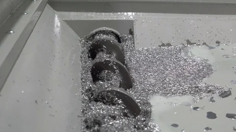 Process of cleaning metalworking machine with CNC from metal shavings Stock Footage 102797367