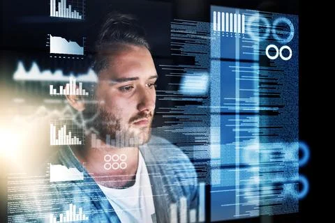 The process of coding. a young computer programmer working on source code. Stock Photos