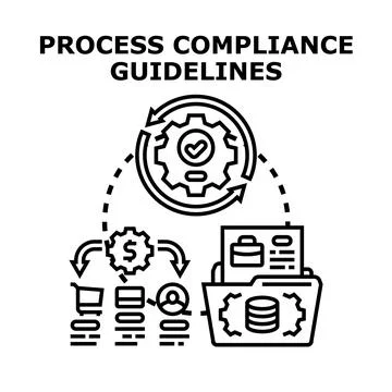 Process compliance guidelines ensuring business quality management Stock Illustration