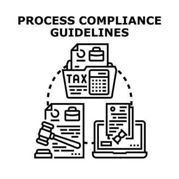 Process compliance guidelines ensuring legal and business regulation Stock Illustration