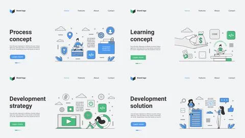 Process Concept, Learning Concept, Development Strategy and Solution Web Stock Illustration