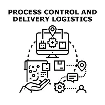 Process control and delivery logistics managing supply chain Stock Illustration