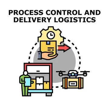 Process control and delivery logistics supply chain operations Stock Illustration