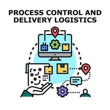 Process control and delivery logistics managing supply chain 스톡 일러스트