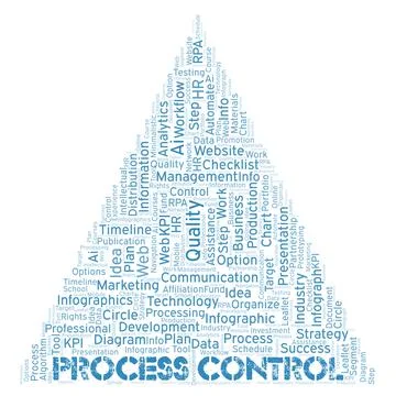 Process Control typography word cloud create with the text only. Stock Illustration