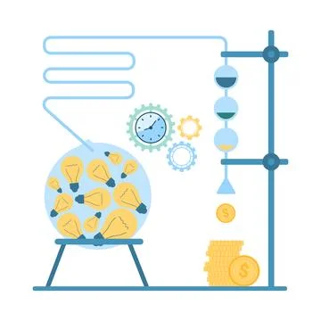 Process of conversion of idea into money, infographic generator laboratory Illustration