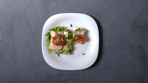 The process of cooking and eating two delicious sandwiches. Video stock 129697399