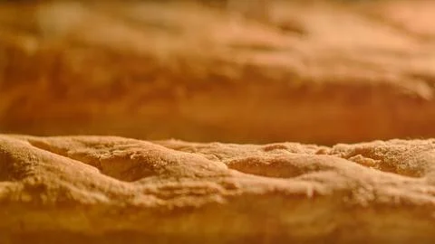 The process of cooking bread inside a home kitchen oven Stock Photos
