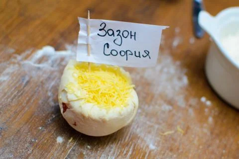 The process of cooking children's baskets of tomatoes and cheese Stock Photos