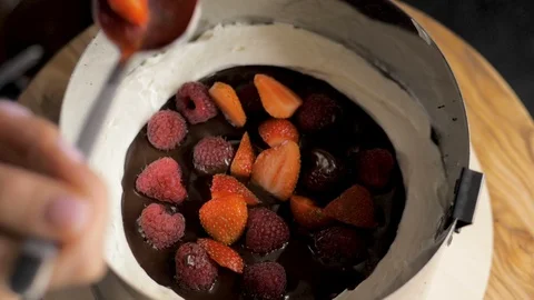 Process of cooking chocolate sponge cake. Step by step assembly chocolate cake Stock Footage 119550014