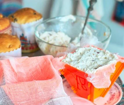 The process of cooking curd Easter Stock Photos
