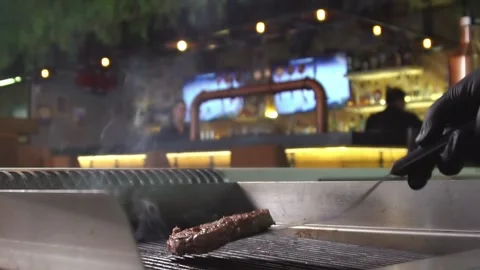 The process of cooking cutlet for a burger Stock Footage 132937365