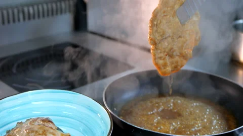 The process of cooking delicious meat meal Stock Footage 132193652