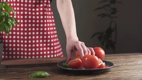 Process of cooking dish from fresh vegetables, healthy food Stock Footage 196228234