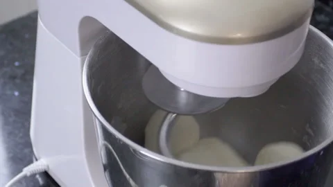 Process of cooking dough with food processor in kitchen indoors. Stock Footage 85619826