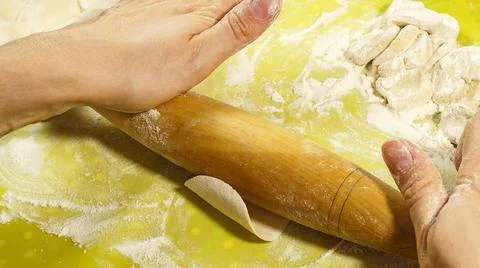 The process of cooking dumplings. the process of preparing dough for dumpling Stock Photos