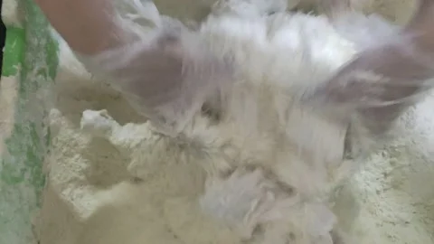 The process of cooking fried chicken with flour, crispy fried chicken. Stock Footage 233478623
