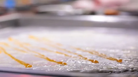 The process of cooking an ice cream roll in a freezer. Stock Footage 89443275