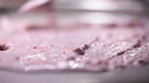 The process of cooking an ice cream roll in a freezer. Stock Footage 89464091
