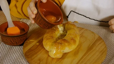 The process of cooking khachapuri in the kitchen Stock Footage 119907484