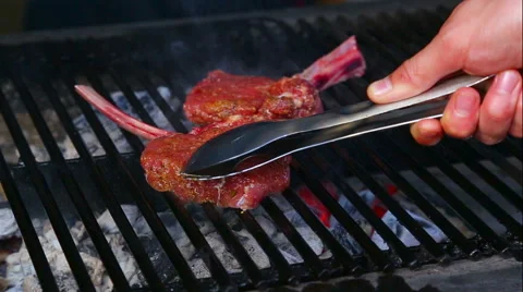 The process of cooking lamb on fire. Stock Footage 45764252