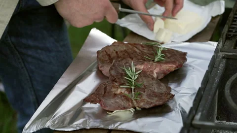 The process of cooking meat on the grill. Stock-Footage 277109008