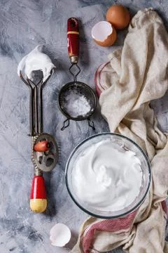 Process of cooking meringue Stock Photos