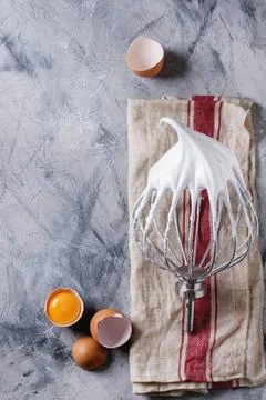 Process of cooking meringue Process of cooking meringue. Whipped egg white... 스톡 사진