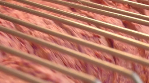The process of cooking minced chicken. Poultry processing plant line Stock Footage 103421644