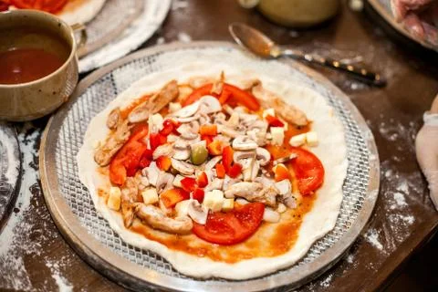 The process of cooking pizza Stock Photos