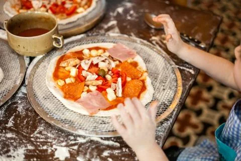 The process of cooking pizza Stock Photos