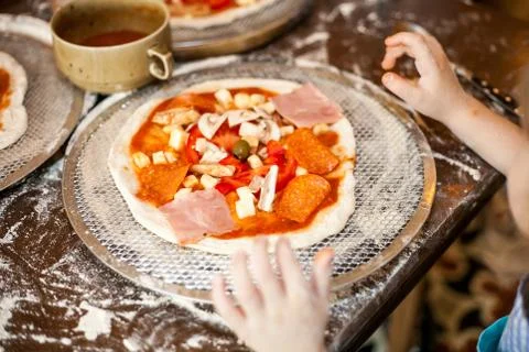 The process of cooking pizza Stock Photos