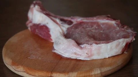 The process of cooking pork loin for frying Video stock 76466826