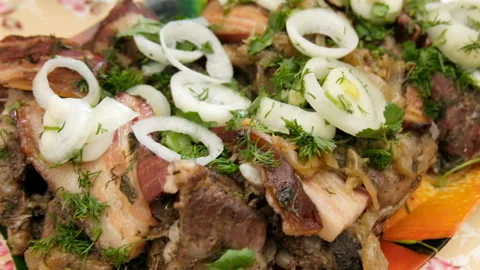 Process of cooking pork ribs Stock Footage 125813119