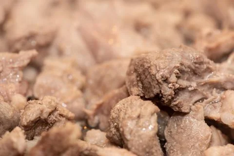 Process of cooking pork stew, close-up. Homemade cooking Fotos Stock
