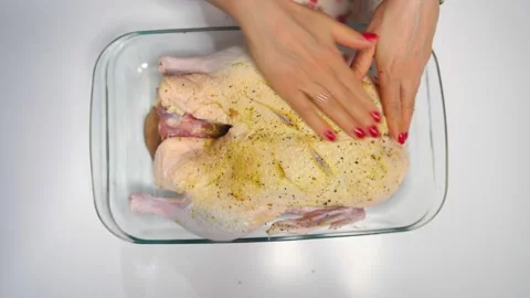 The process of cooking roast duck marinated in spices and home Video stock 151386825