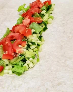 The process of cooking Shawarma from chicken meat at home. we cook at home Stock Photos