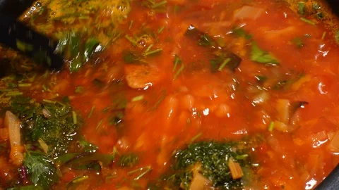 Process of cooking soup. Video stock 96042980
