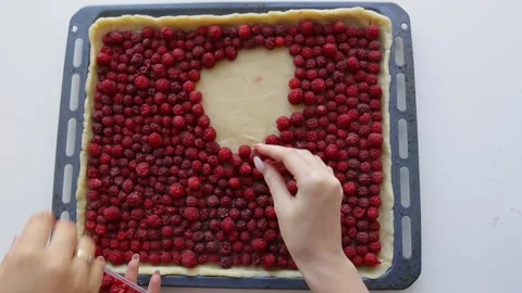 The process of cooking sweet berry pie, cropped woman's hands Stock Footage 218164318