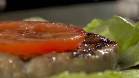 Process of cooking tasty hamburger slow motion Stock Footage 81688701