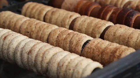 The process of cooking trdelnik. Stock Footage 127525423