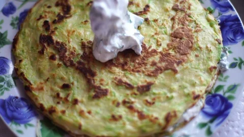 Process of cooking vegetable cake with cream Stock Footage 89936522