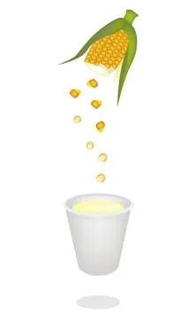 A Process of Corn Juice from Fresh Sweet Corns Illustrazione stock