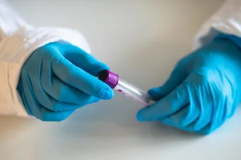 Process of coronavirus testing examination by nurse medic in laboratory lab,  Stock Photos