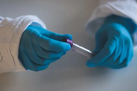 Process of coronavirus testing examination by nurse medic in laboratory lab,  Stock Photos