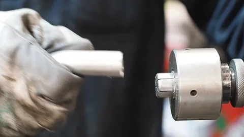 Process of countersinking of a pipe before coupling and brazing. Stock Footage 93790474