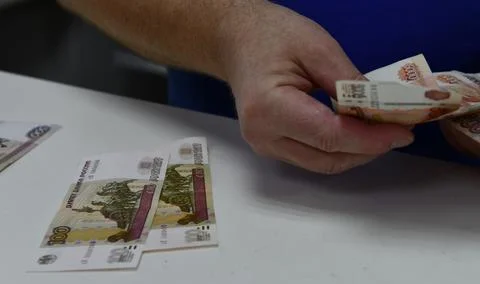 The process of counting money Stock Photos
